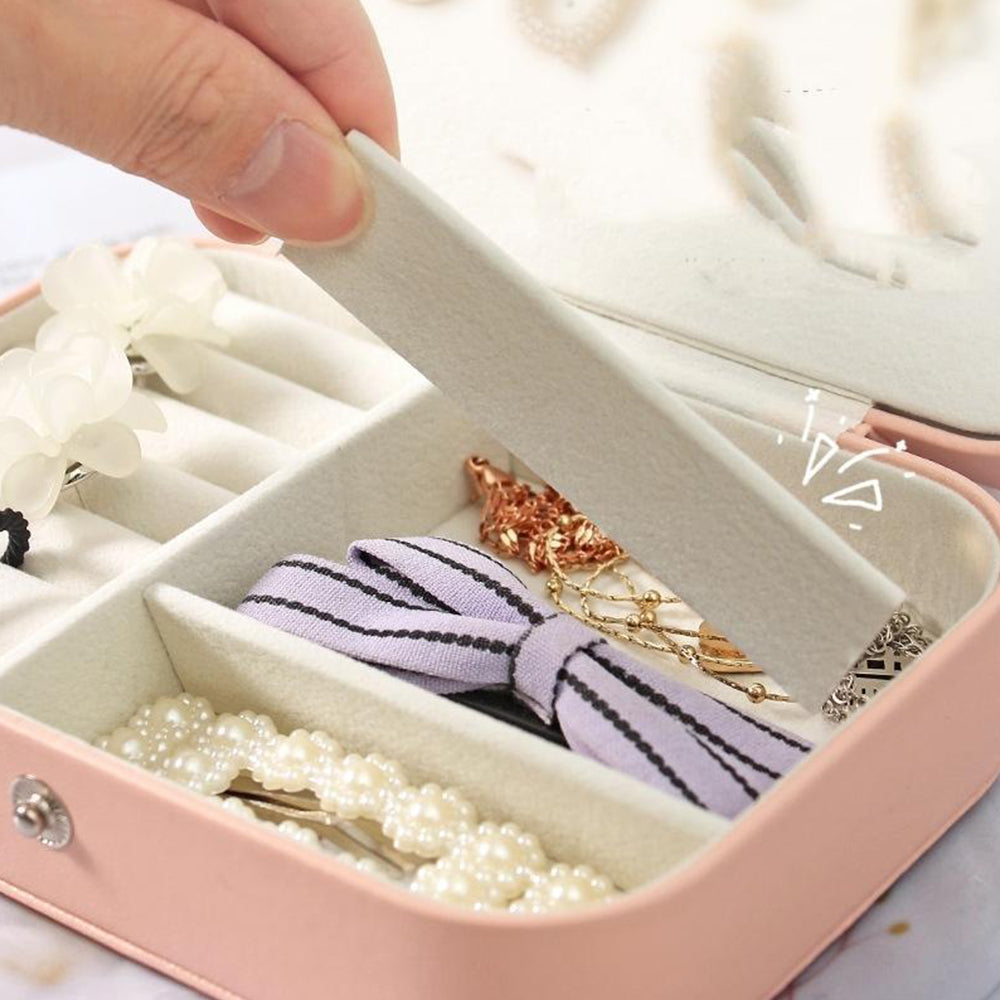 Portable Jewelry Case Travel Jewelry Box with Button