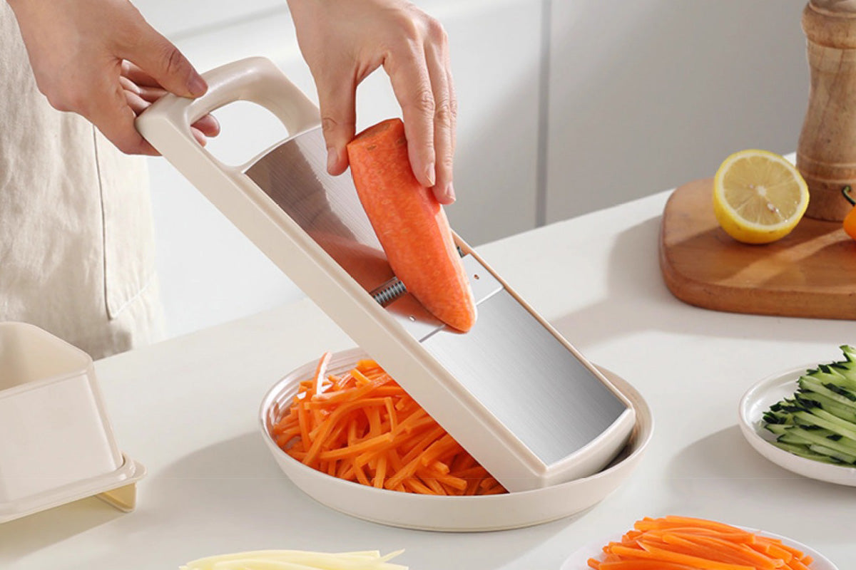 Kitchen Vegetable Slicer with 5 Blades Stainless Steel Cutter with Colander