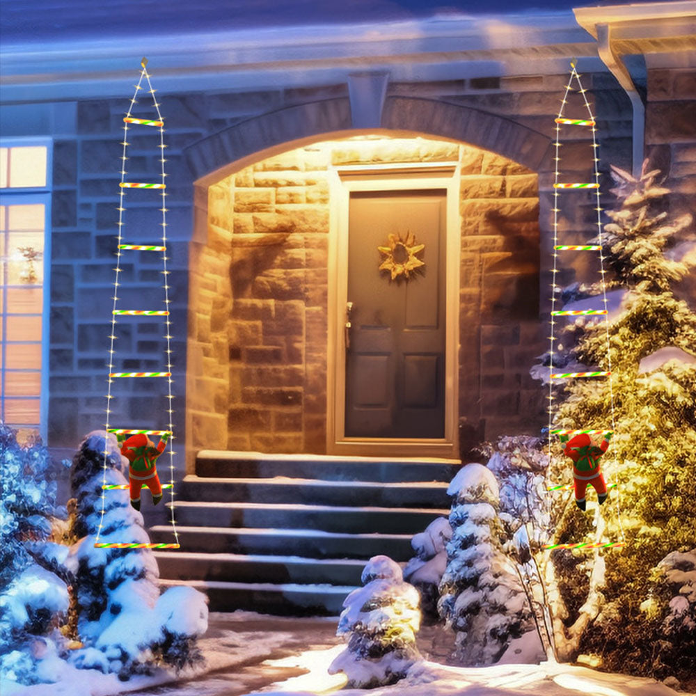 Christmas Decor LED Ladder Light Climbing Santa Claus Outdoor Light with 8 Modes