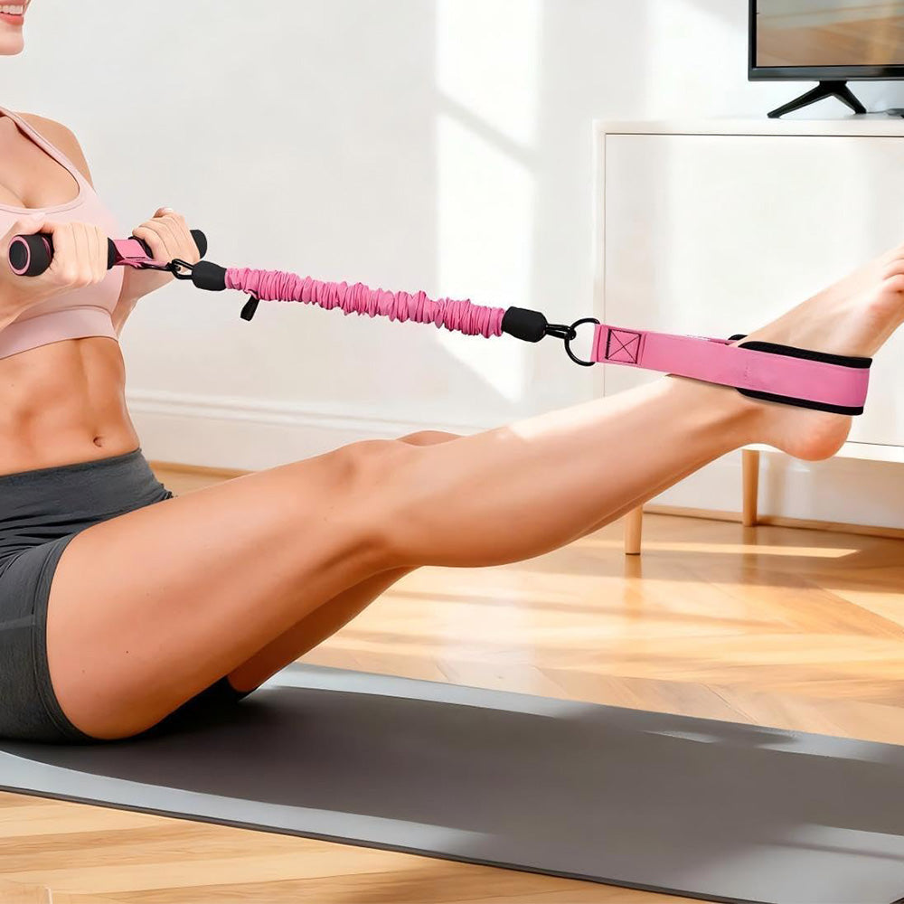 Pedal Resistance Band with Handle Adjustable Puller Exercise Bands for Home Gym Office