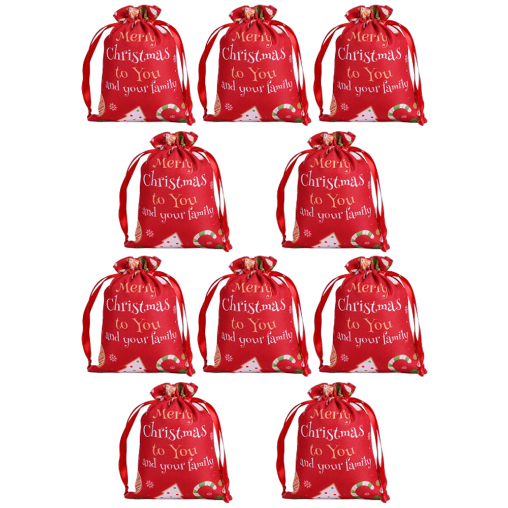 10Pcs 40x30CM Christmas Drawstring Bags Extra Large Christmas Sack Holiday Wrapping Sacks