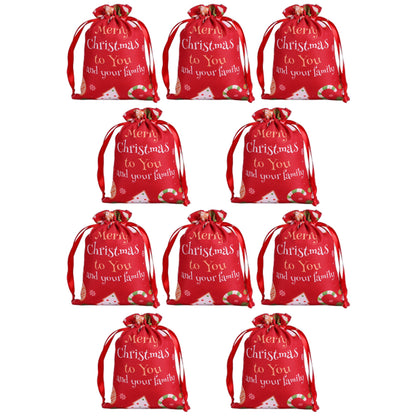10Pcs 40x30CM Christmas Drawstring Bags Extra Large Christmas Sack Holiday Wrapping Sacks
