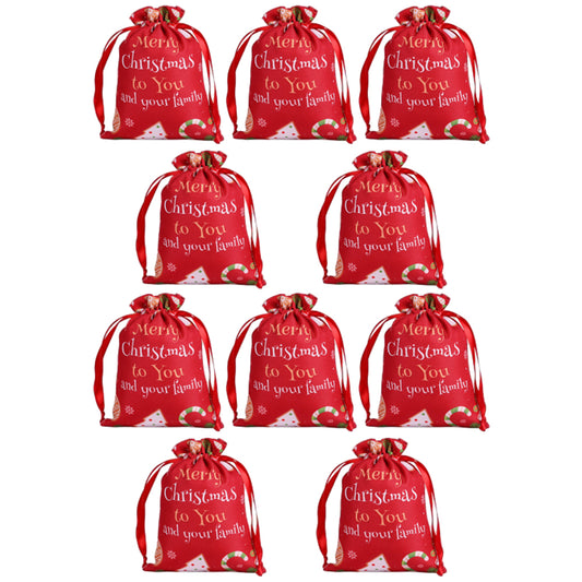 10Pcs 40x30CM Christmas Drawstring Bags Extra Large Christmas Sack Holiday Wrapping Sacks