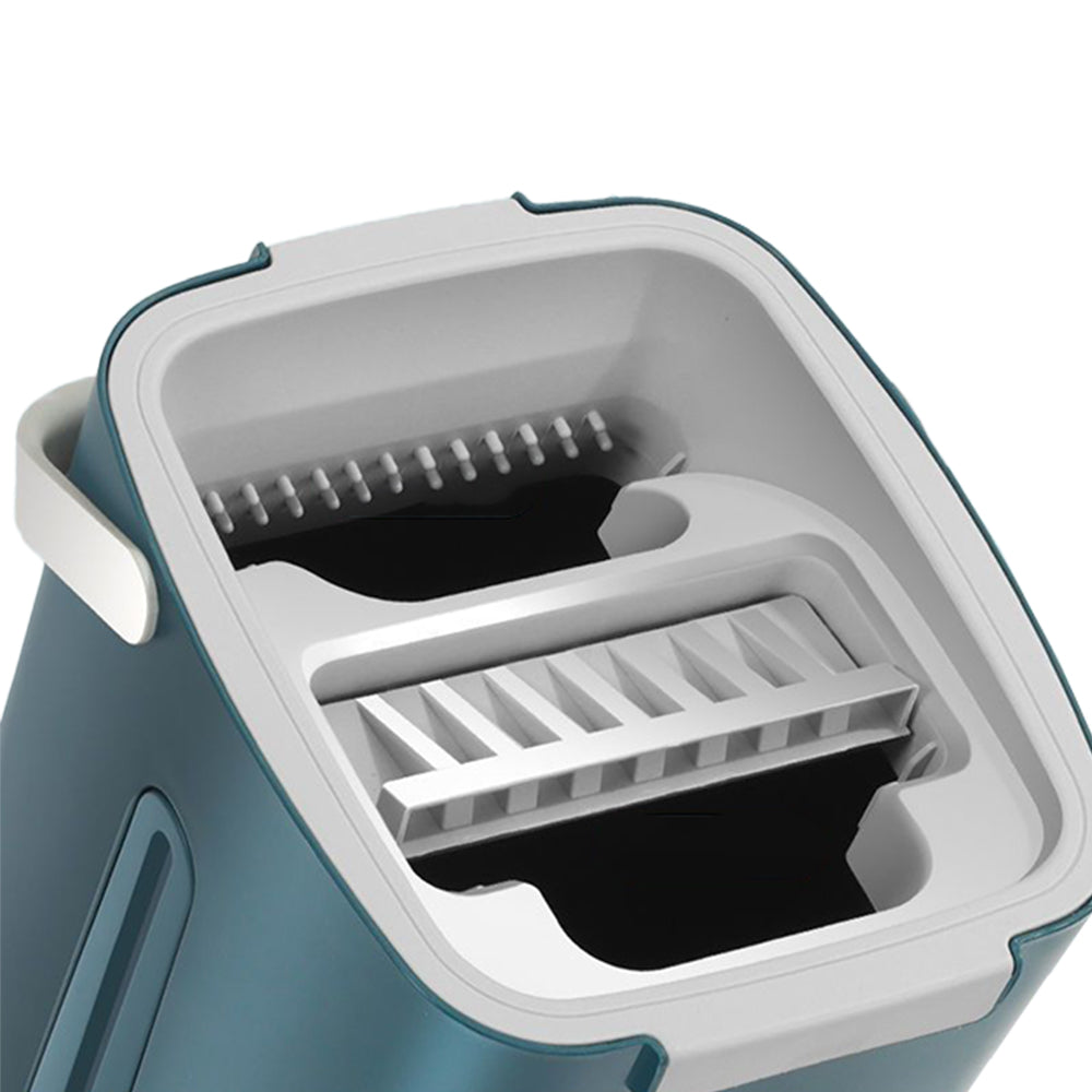 Flat Floor Mop and Bucket Set with 4 Washable Microfiber Pads