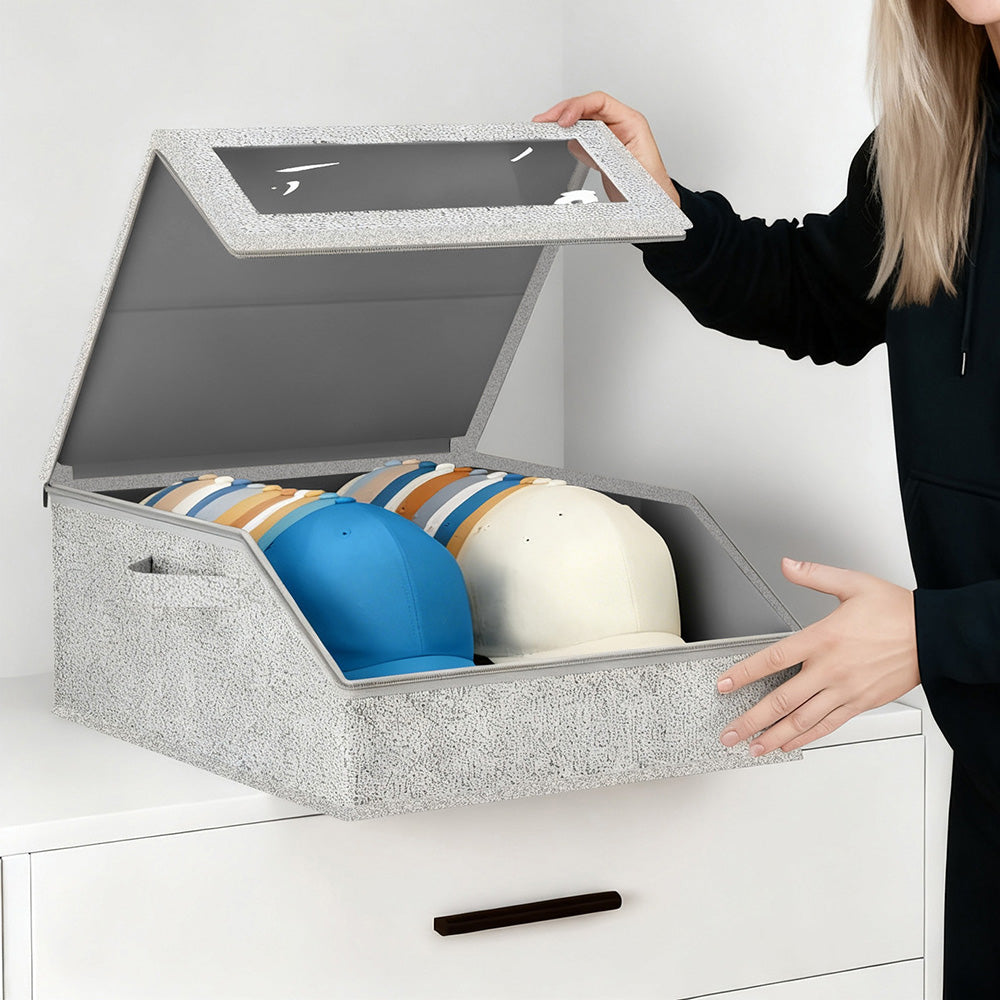 Large Capacity Hat Organizer Box Holds 30 Hats for Baseball Cap Wide Brim Cap
