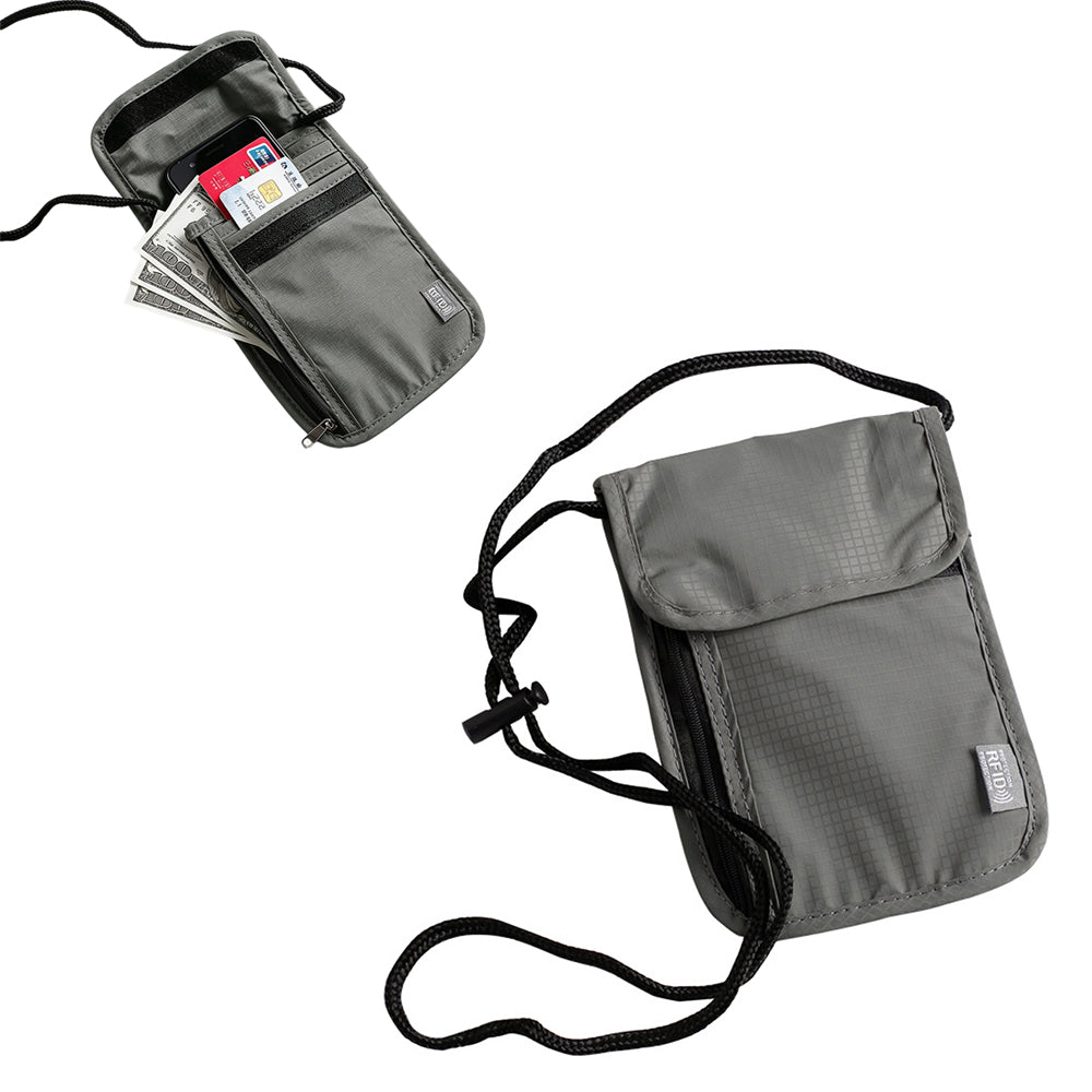 RFID Shielding Neck Passport Card Wallet Travel Storage Pouch