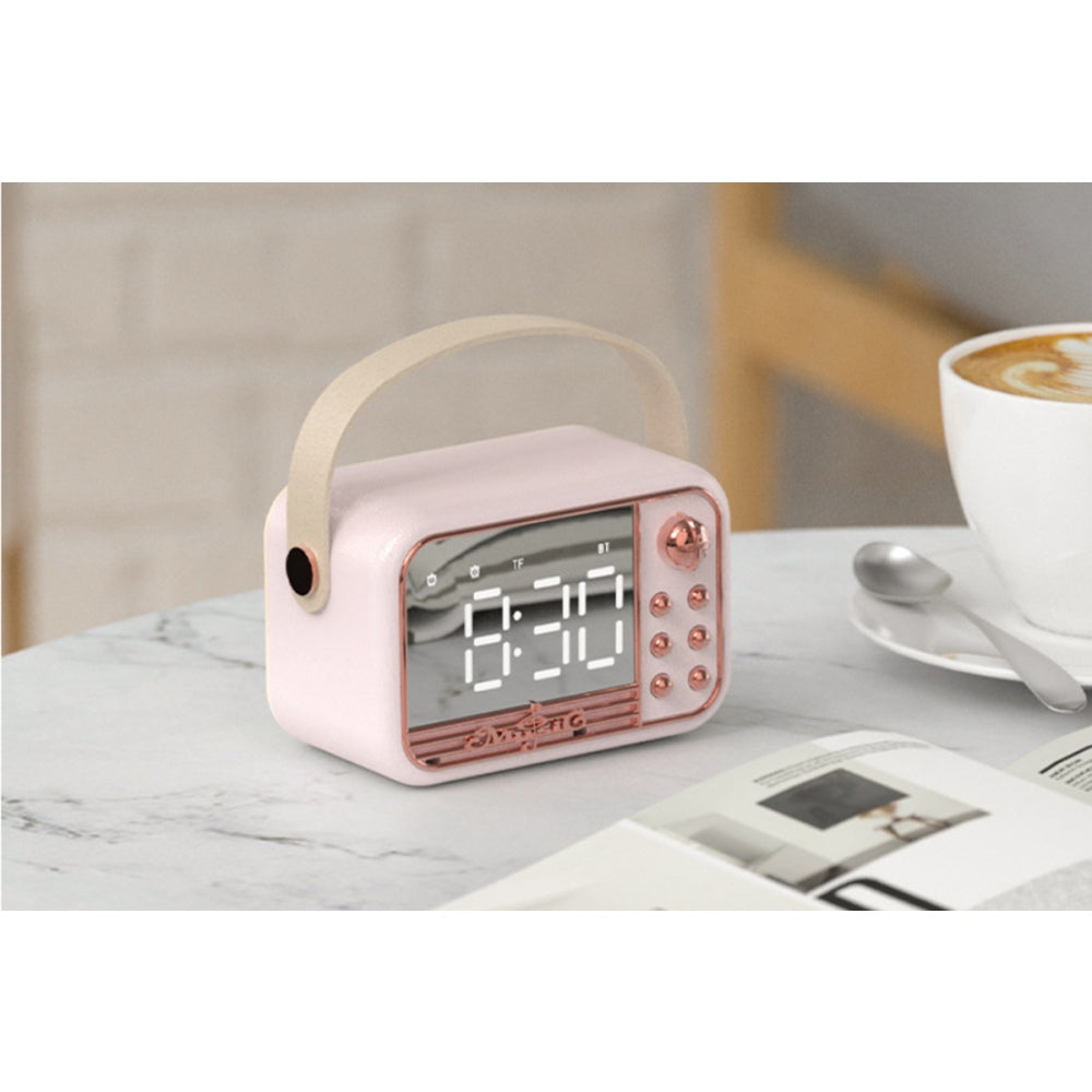 Vintage Portable Wireless Bluetooth Speakers with Alarm Clock for Kitchen Bedroom Home