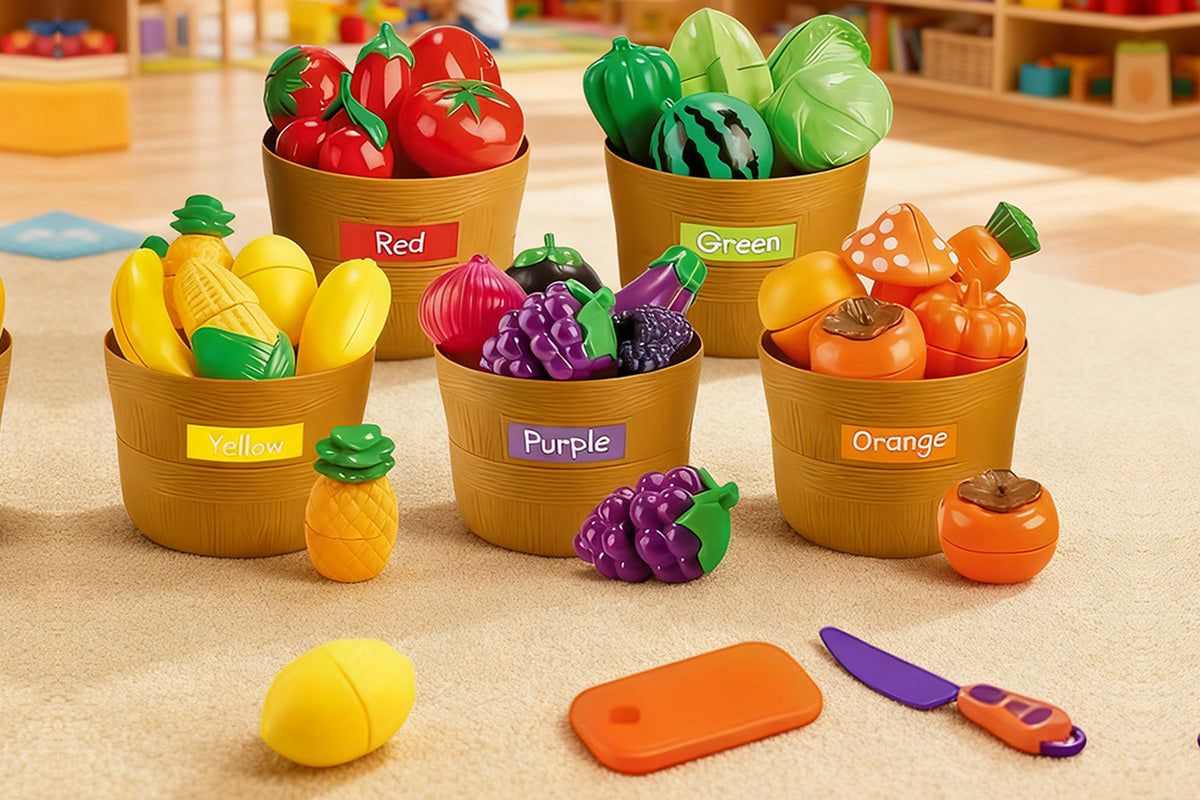 Pretend Play Food Set Cutting for Preschool Learning Kitchen Assorted Lot