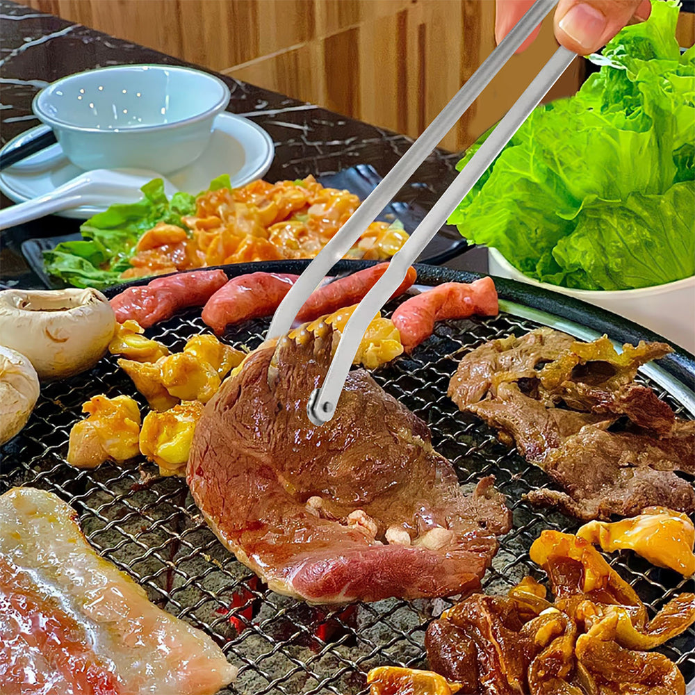 2Pcs 38cm Stainless Steel BBQ Sausage Turning Tongs for Cooking
