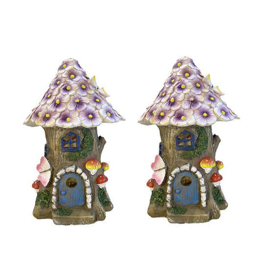 2Pcs Outdoor Garden Mushroom House Solar Light Decoration