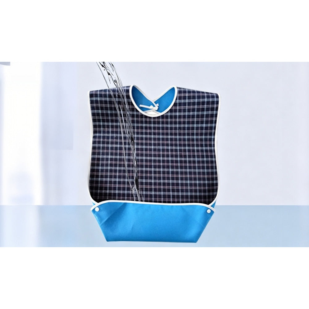 3 PCS Easy Clean Adult Dining Bibs with Neck Snap and Food Catching Pocket