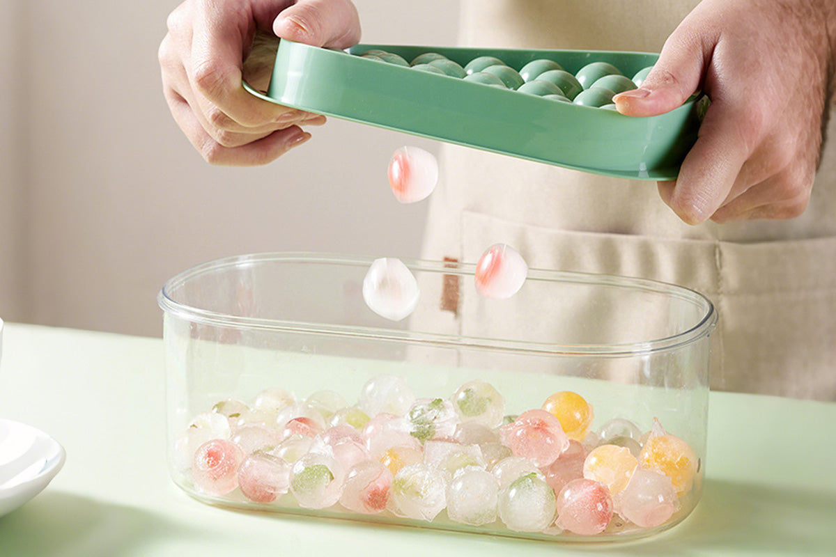 2-Tier Ice Cube Tray Mold with Press-Release Lid and Storage Box for Kitchen
