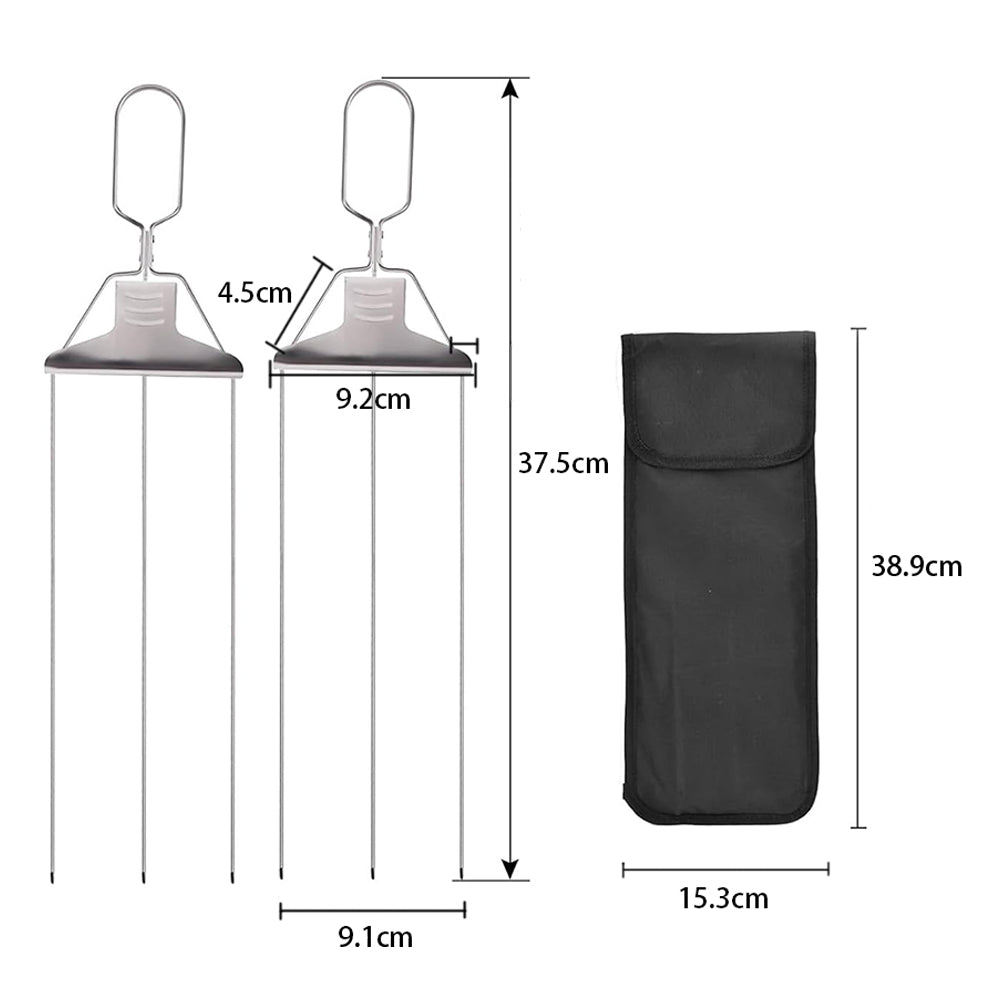 2Pcs 3-Way Stainless Steel Grilling Sticks for BBQ Kebab