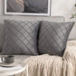 Velvet Rhombus Pleated Cushion Cover for Sofa Bedroom and Window Seat-Grey