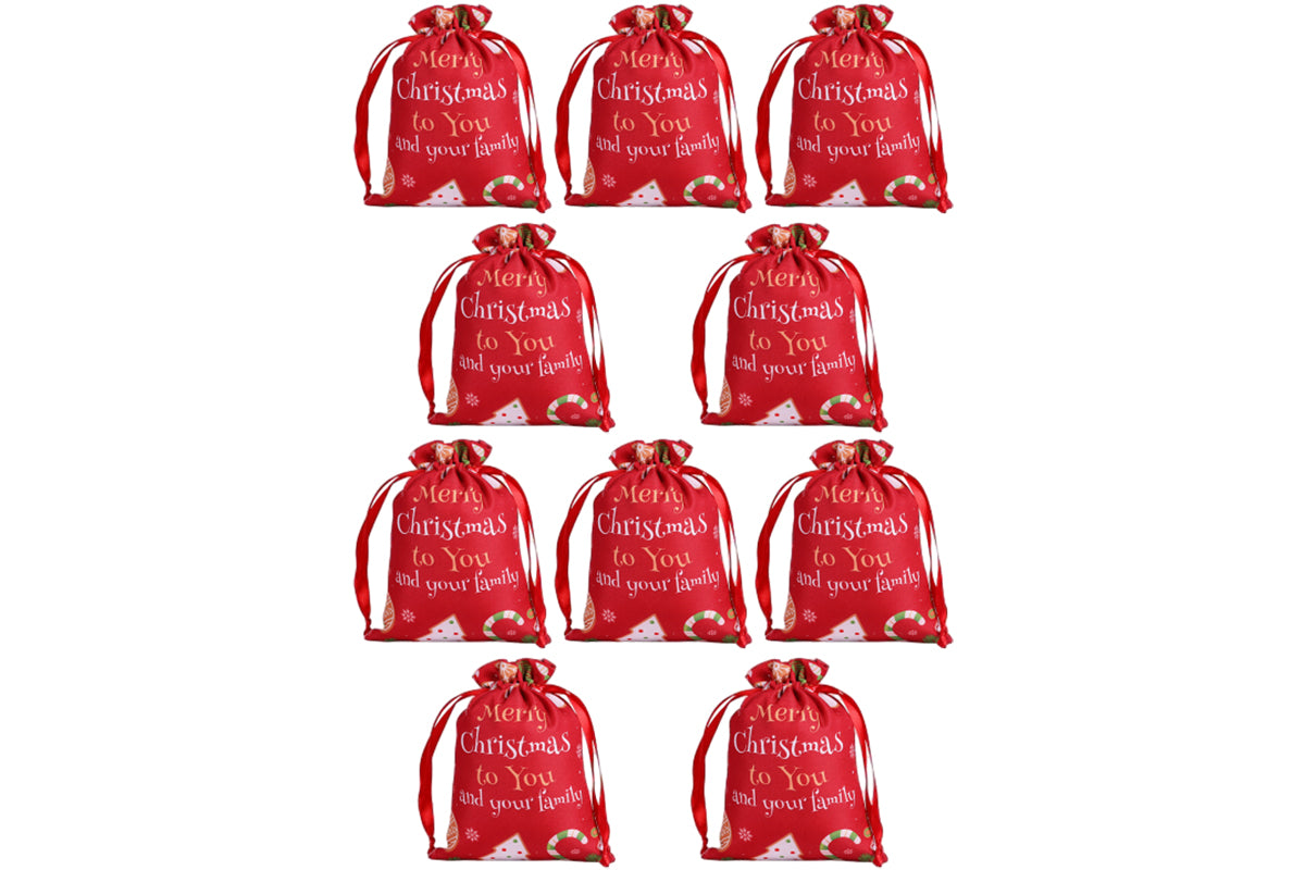 10Pcs 40x30cm Christmas Drawstring Bags Christmas Sack Holiday Wrapping Sacks