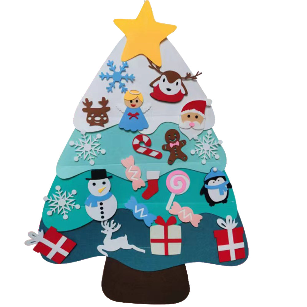 DIY Felt Christmas Tree With Light Reusable Wall Hanging Ornaments