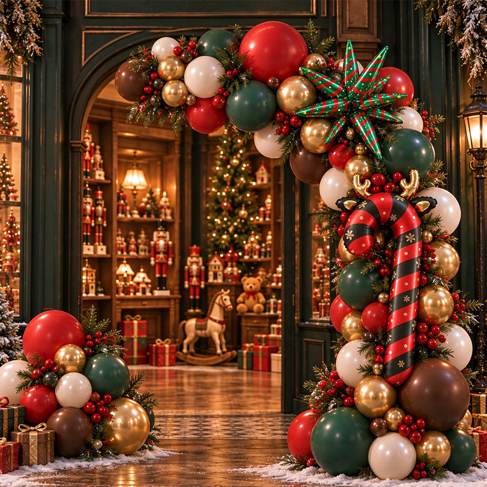 114 Pcs Christmas Balloon Arch Garland Kit with Red Green Foil Balloons