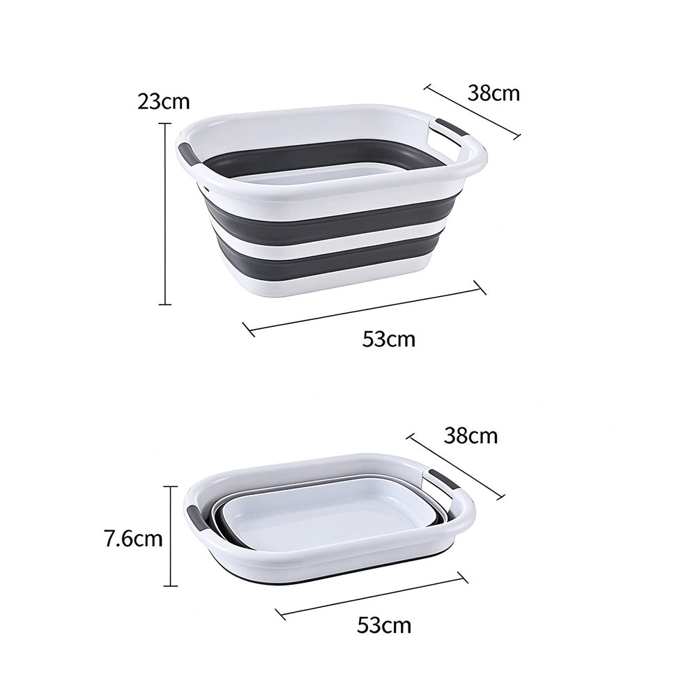 Foldable Laundry Wash Basin with Handles for Pet Bathing and Storage-S