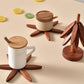 4Pcs Tree Art Design Coasters With A Stand Wooden Tree Shape Trivet Set for Hot Dishes