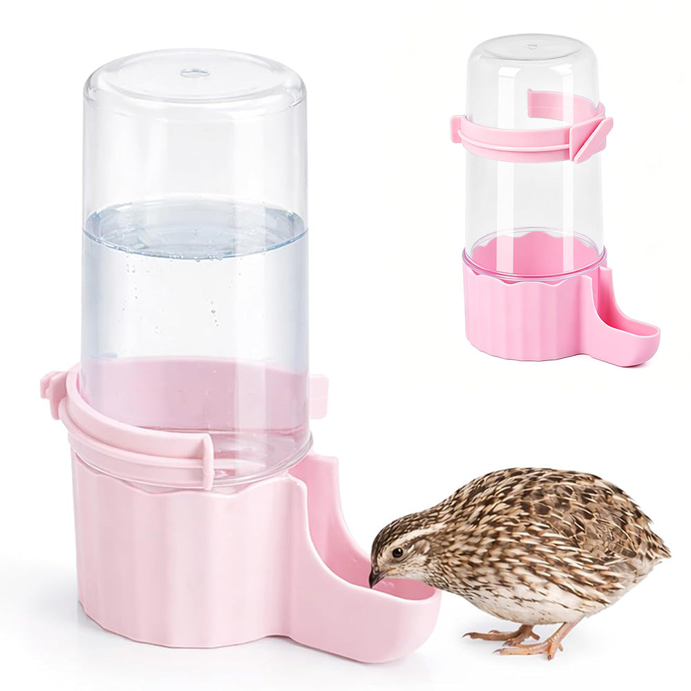 Bird Waterer Automatic Gravity Drinking Fountain for Cage with Anti Drowning Tray