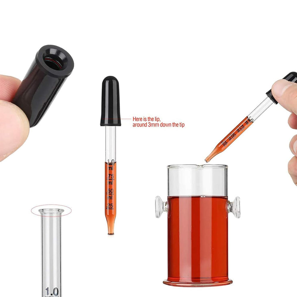 10Pcs 1ML Calibrated Medicine Droppers Glass Dropper Liquid Pipette