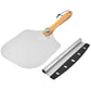 2Pcs 35.5x30.5CM Aluminum Pizza Spatula with Foldable Wooden Handle Pizza Peel Set