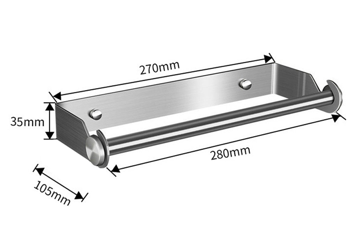 Paper Towel Holder Under Cabinet Wall Mount Stainless Steel Rack Towel Organizer