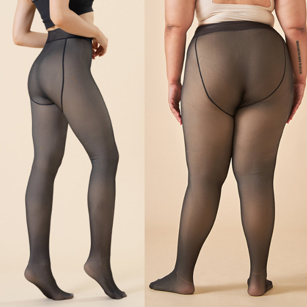 2Pcs Women Thermal Lined Translucent Pantyhose Tights Stockings