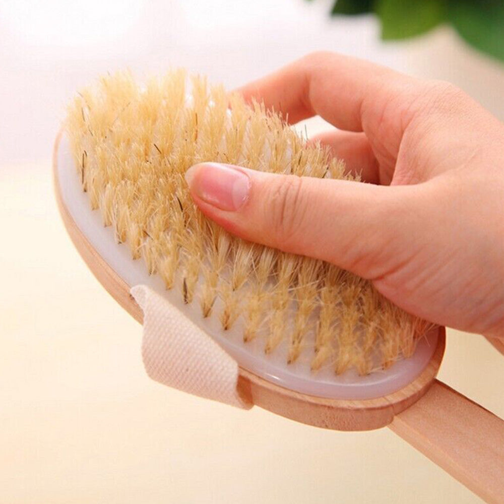 2 Pieces Long Handle Back Shower Brush with Detachable Hand Strap