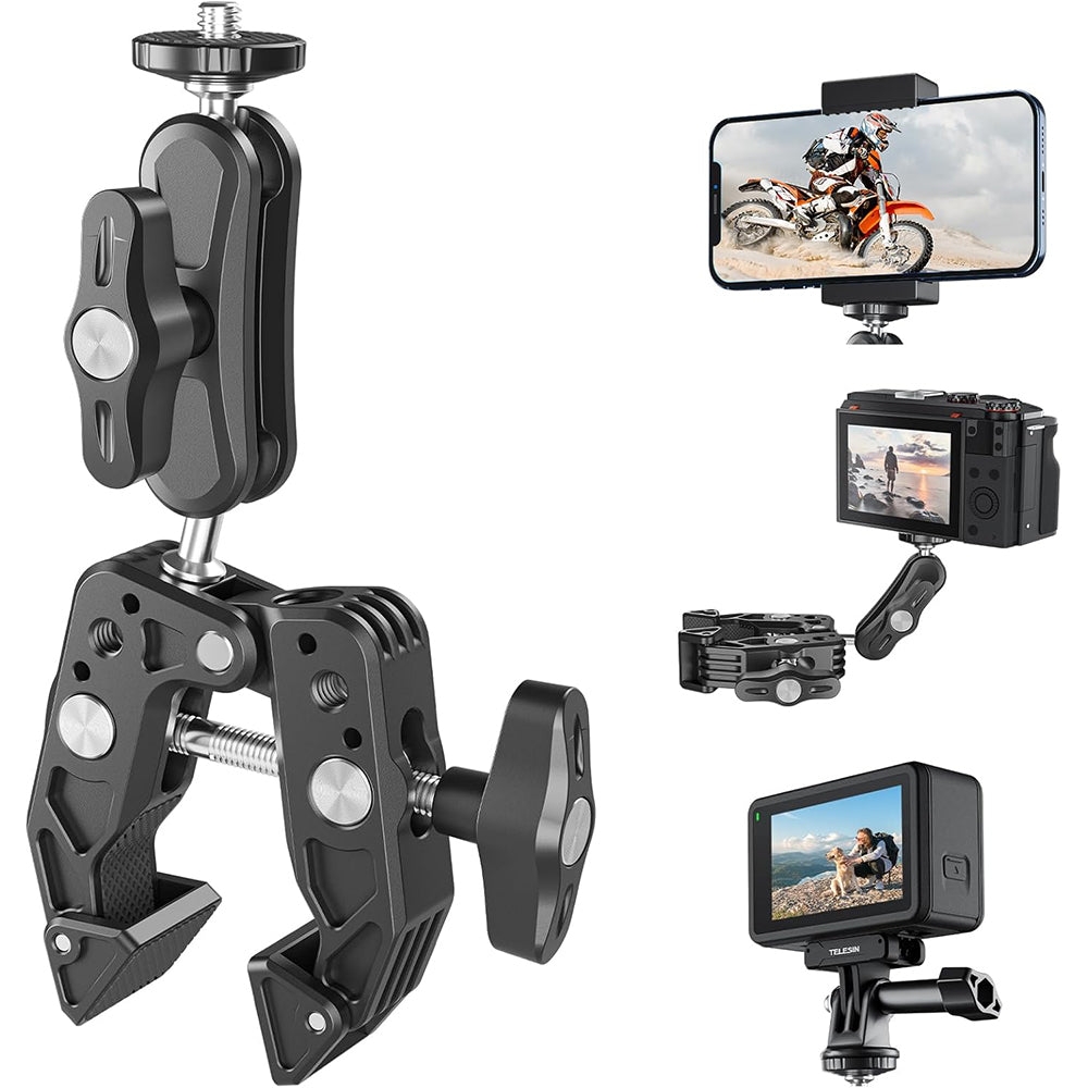 Super Clamp Camera Clamp Mount Monitor With Action Camera Adapter Phone Clamp Mount