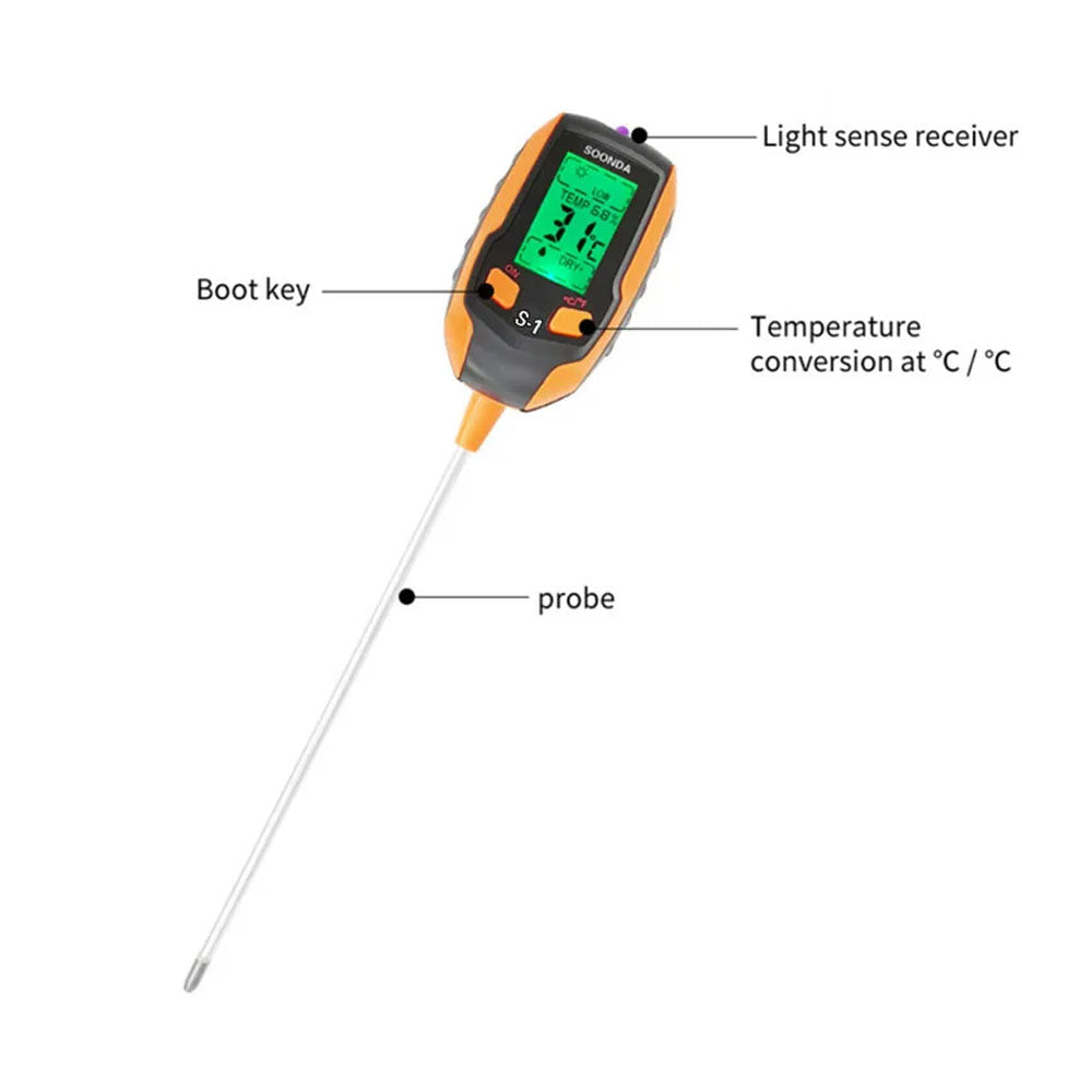 4-in-1 Soil Tester PH Temperature Moisture Sunlight Test Meter