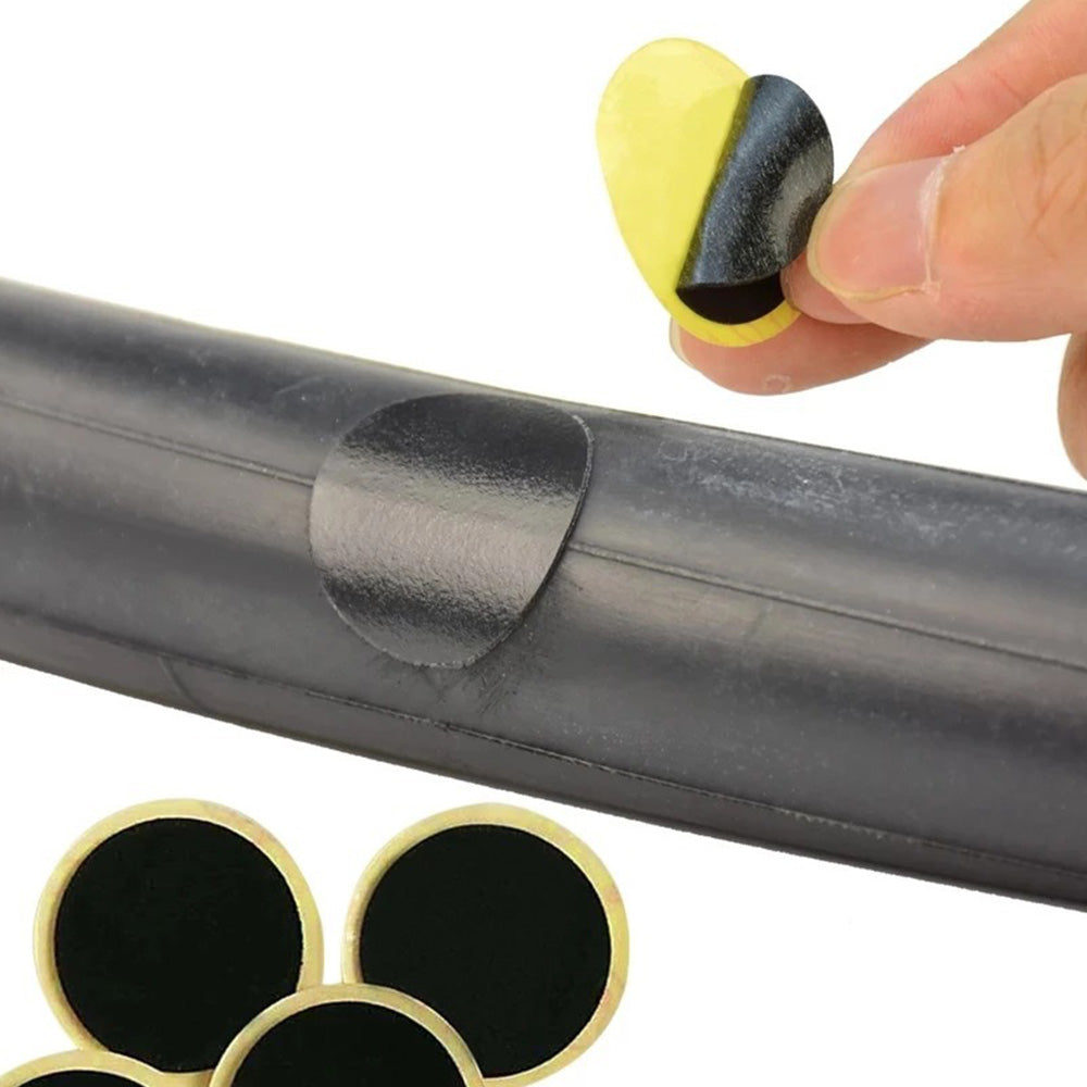 24Pcs Self Adhesive Bike Tire Patch Kit with 4 Metal Rasps No Glue Needed for Bicycle Inner Tube Repair
