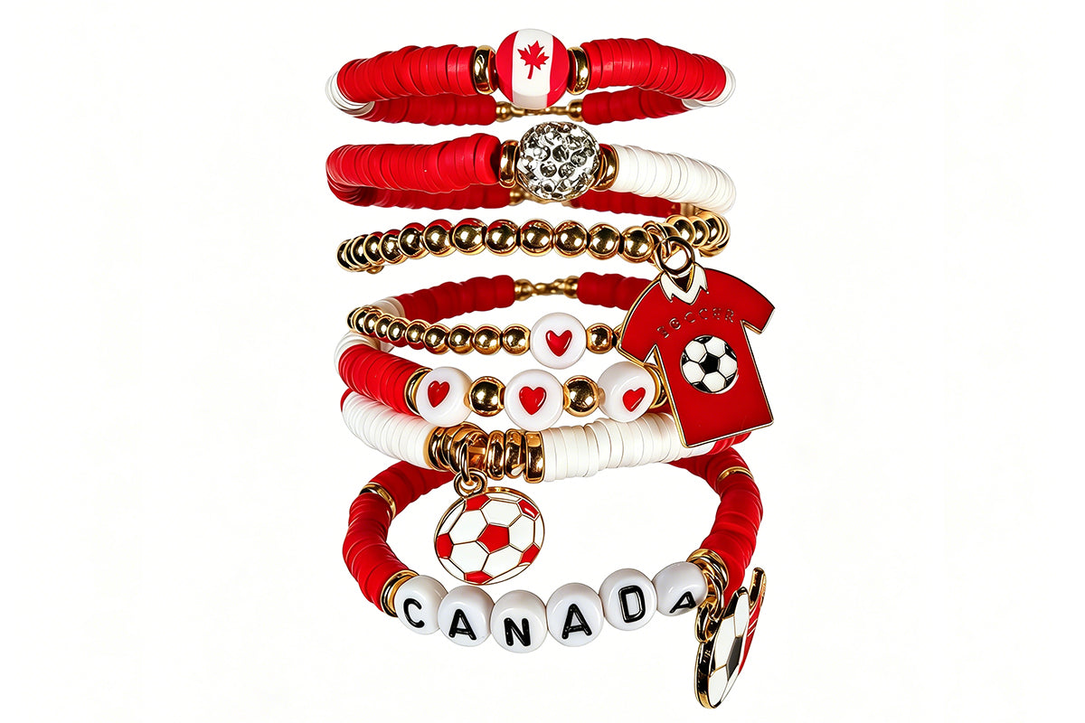 Colorful Soft Clay Football World Cup Bracelets Set for Aldults Soccer Fans