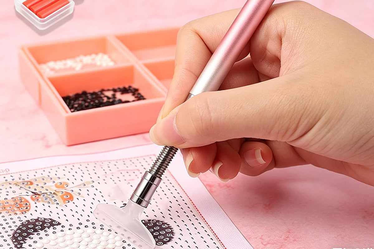 2pcs Glue-out Rhinestone Painting Pen Rhinestone Drill Pen with Visual Window and 6pcs Glue Sticks