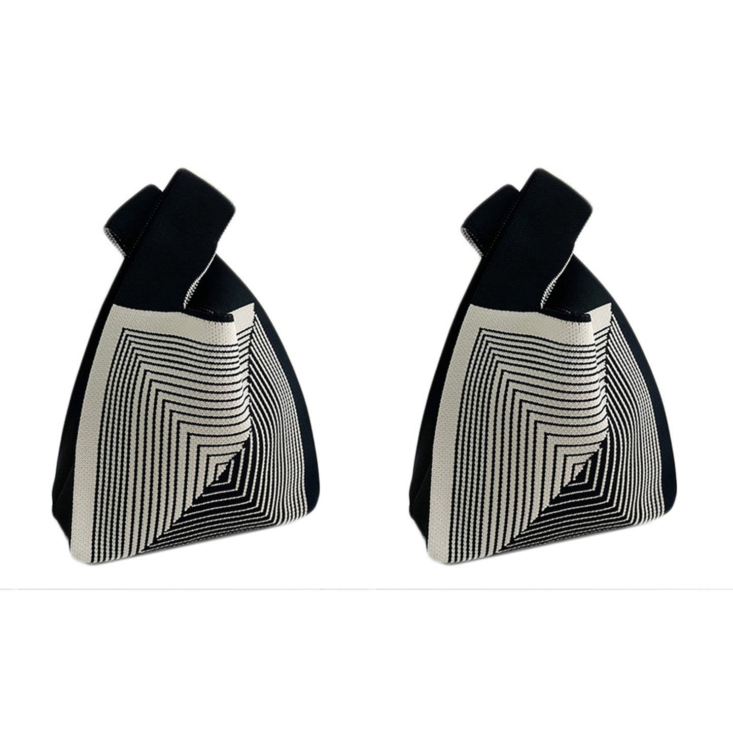 2Pcs Cute Knitted Wrist Bag-Black Line
