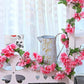 4Pcs Sakura Vine Artificial Silk Hanging Garland 2.3 m for Wedding and Home Decoration