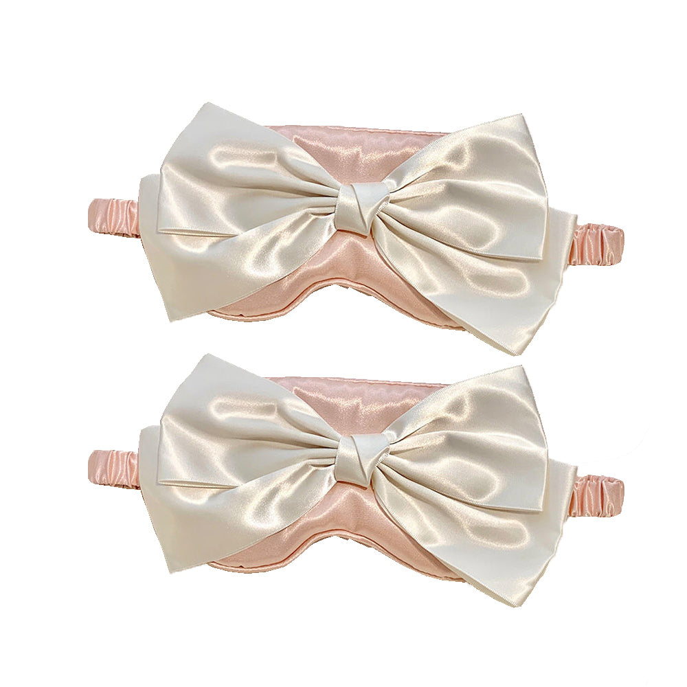 2Pcs Silk Bow Tie Relieve Fatigue Travel Eye Mask