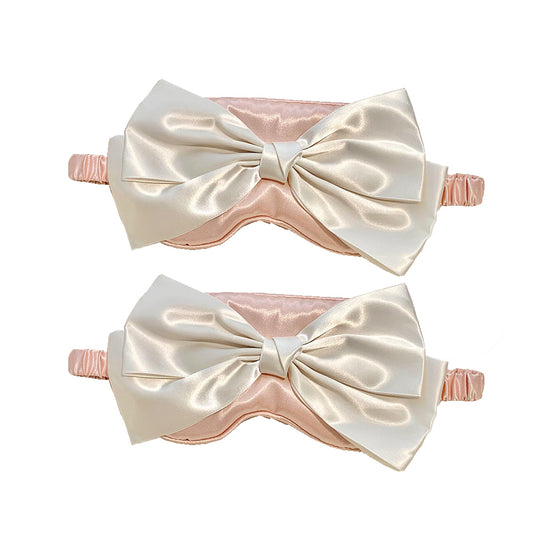 2Pcs Silk Bow Tie Relieve Fatigue Travel Eye Mask