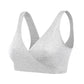 Seamless Wireless Cross Front Lounge Bra with Removable Pads for Women-Light Grey