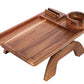 3-in-1 Wooden Sofa Arm Tray with Rotating Phone Holder and Cup Slot
