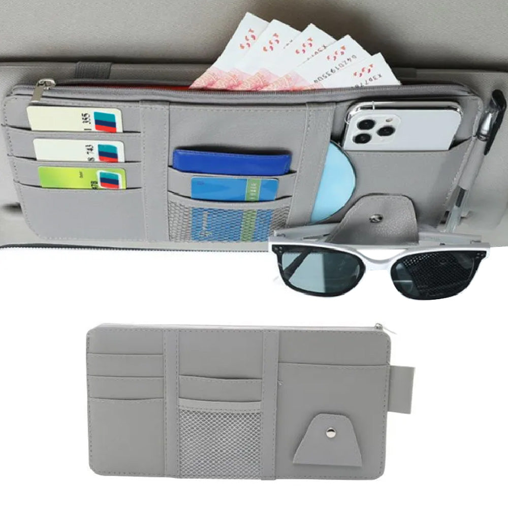 Car Sun Visor Organizer Driver License Sunglasses Holder Pocket