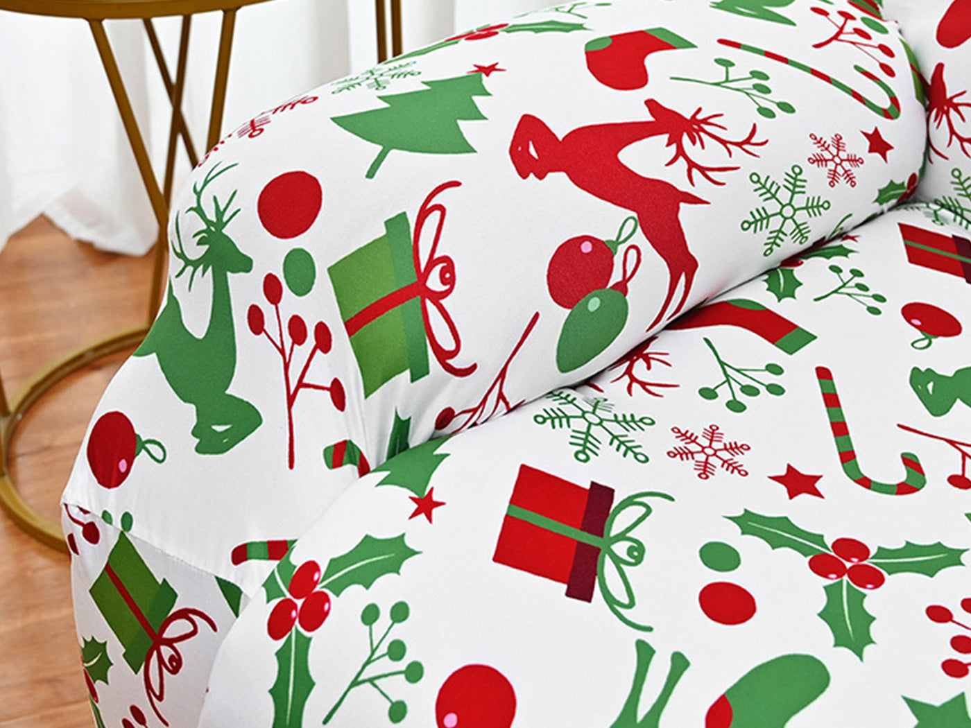 Christmas Recliner Chair Cover Sofa Slipcover with Side Pocket