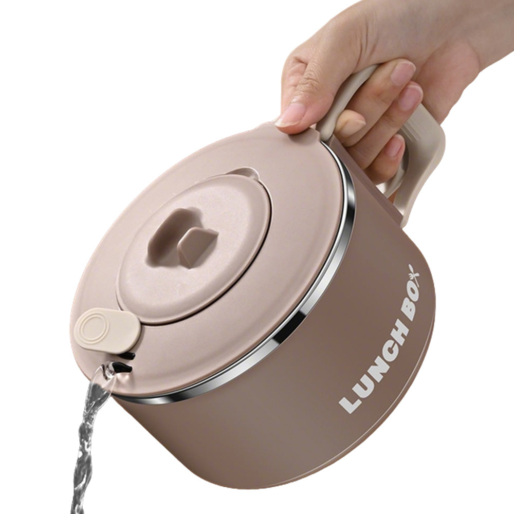 1200ML Large Ramen Bow with Lid Spoon Storage Bag Stainless Steel Food Container for Microwave