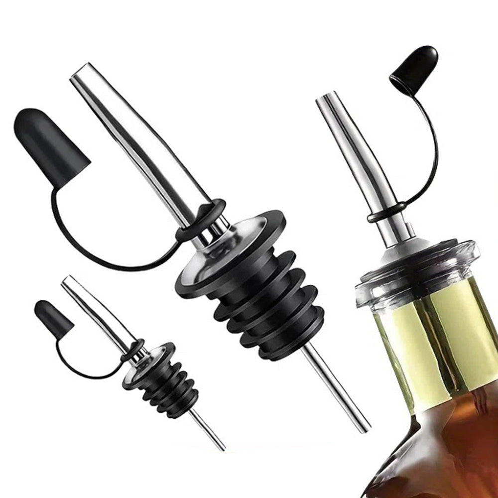 12Pcs Stainless Steel Non Drip Wine Pourers with Dust Caps