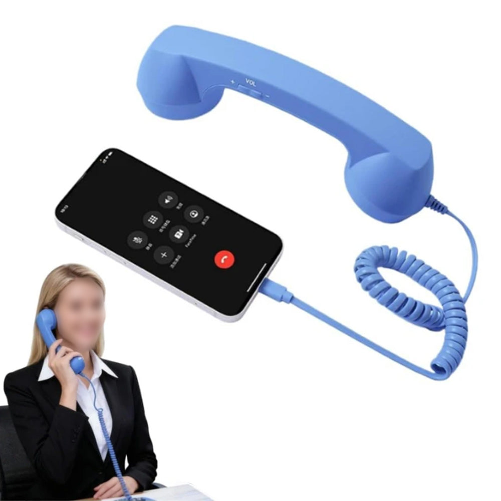 1M Retro Wired Handheld Telephone Handset with Microphone Type C Plug for Smartphones PC