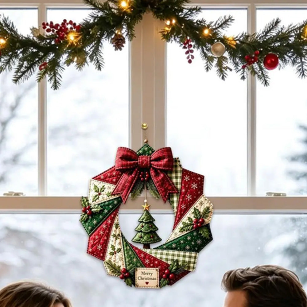 Christmas Quilted Wreath DIY Sewing Kit with Precut Fabric for Door Decor