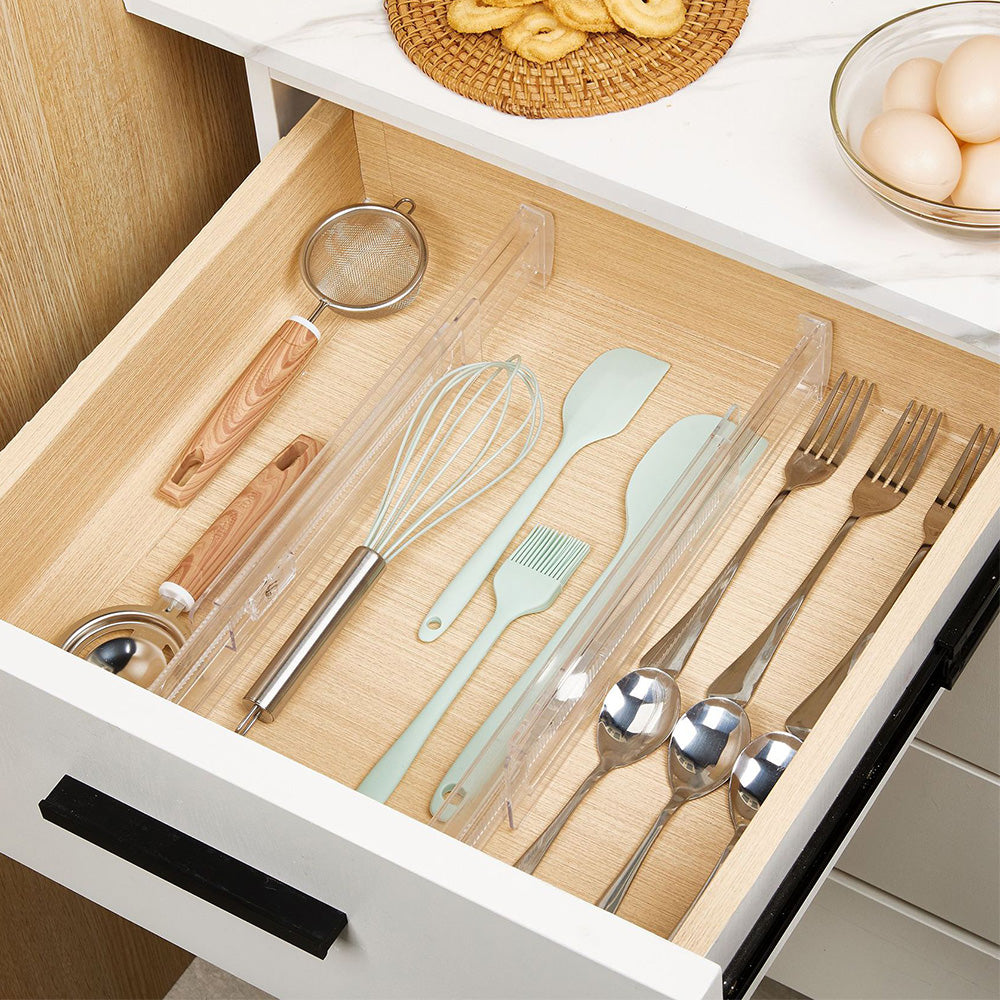8Pcs Expandable Plastic Drawer Dividers Clear Organiser Set