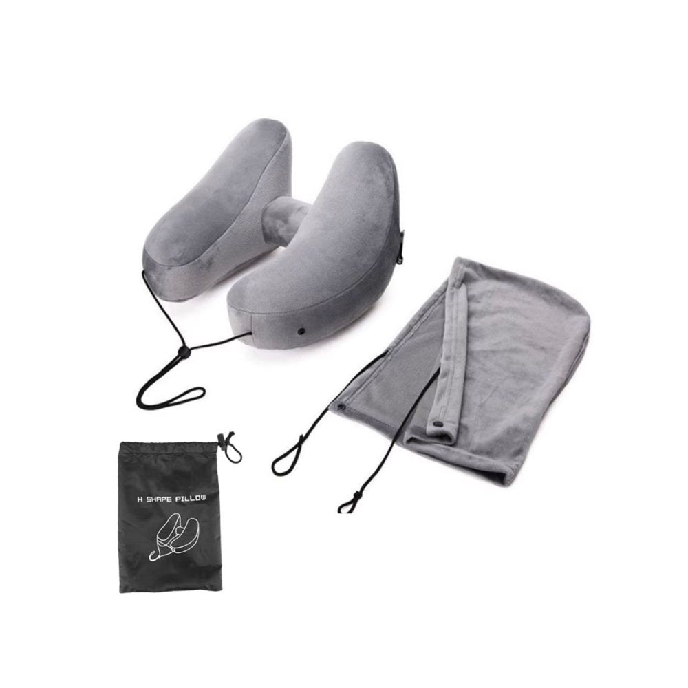Inflatable Detachable Travel Neck Pillow with Hat