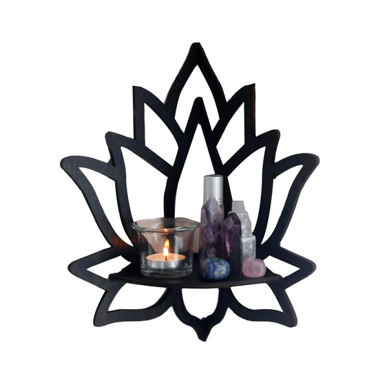 Wooden Wall Corner Shelf-Lotus