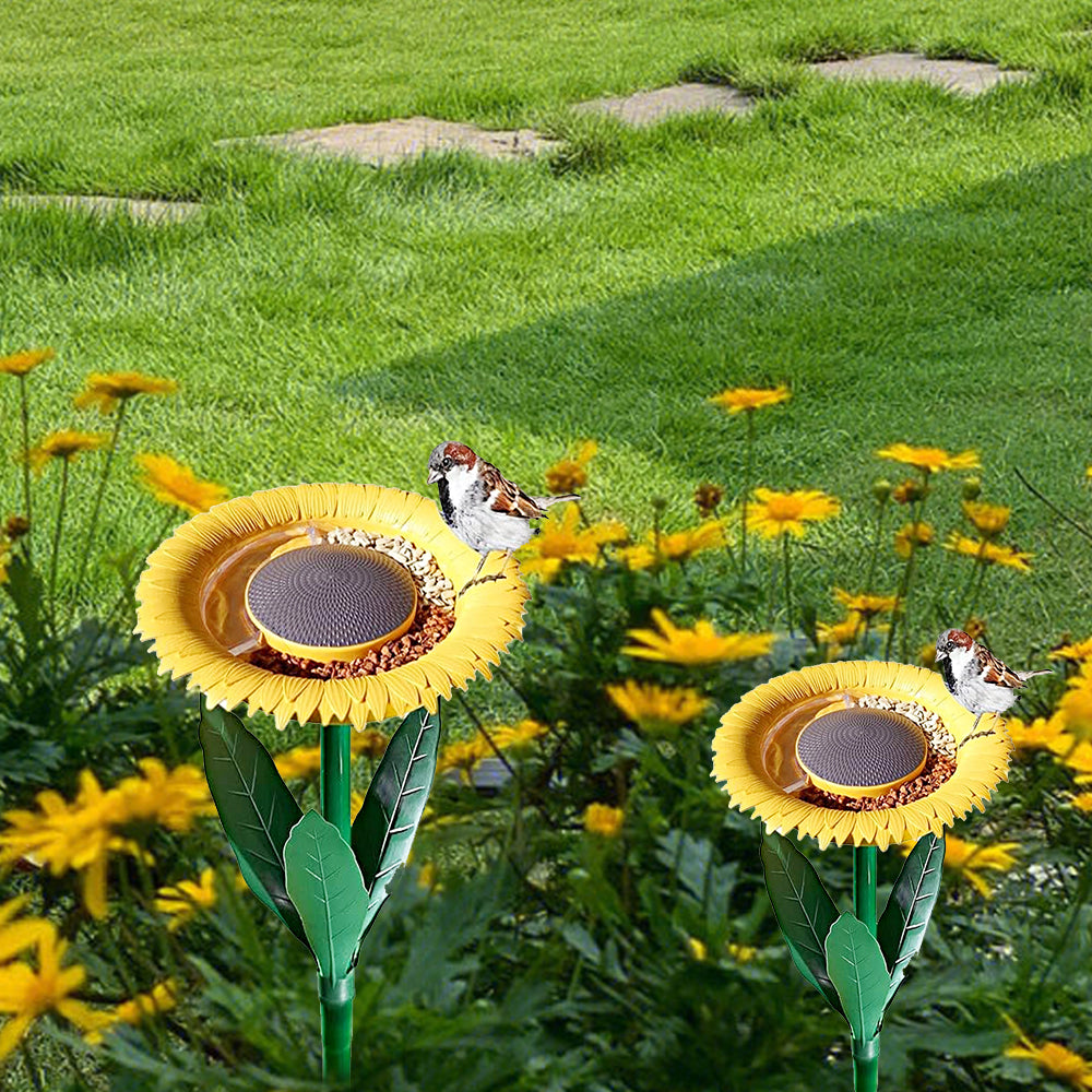 Sunflower Standing Bird Feeder Bird Bath Feeders Bowl for Outdoor